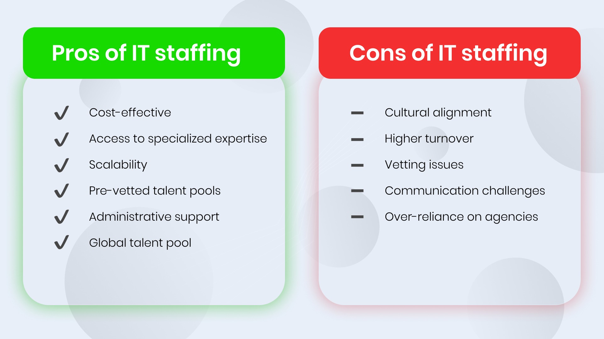 Benefits and challenges of IT staffing