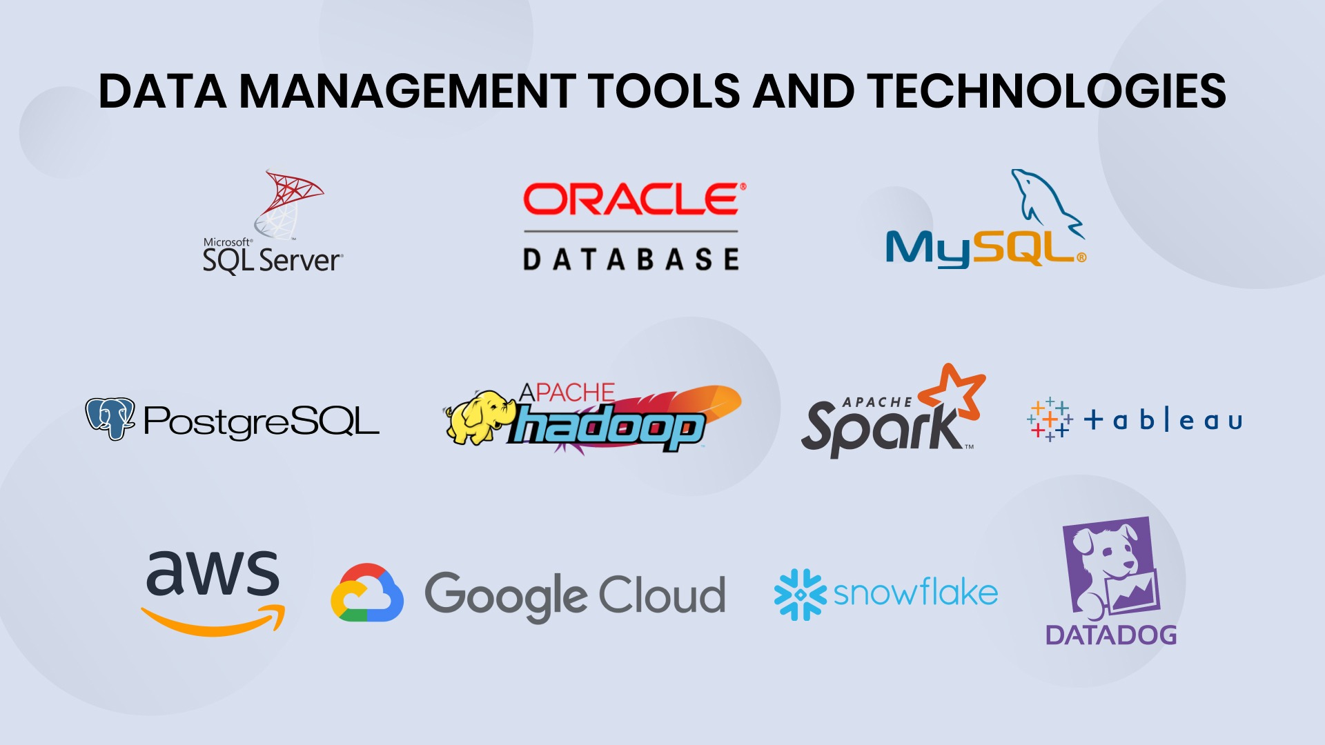 Data management tools and technologies