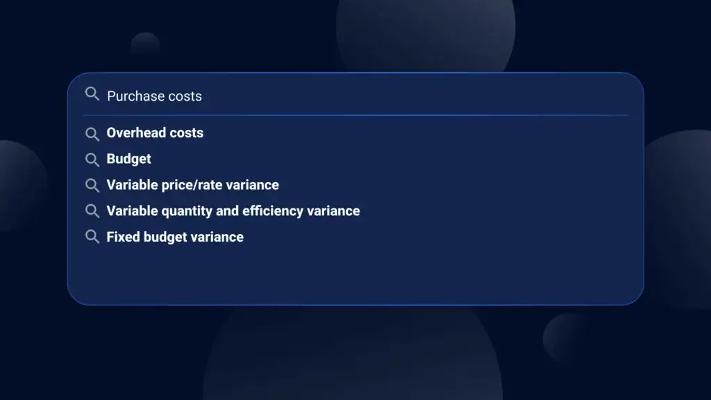 VARIANCE ANALYSIS TERMS AND DEFINITIONS